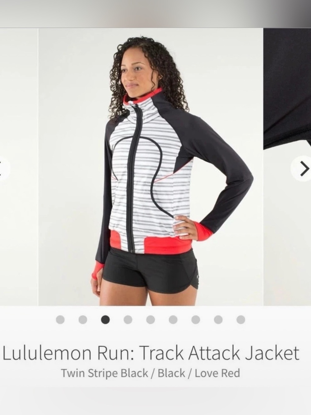 lululemon Run: Track Attack Jacket; Twin Stripe Black/ Black /Love Red-Size 8-10